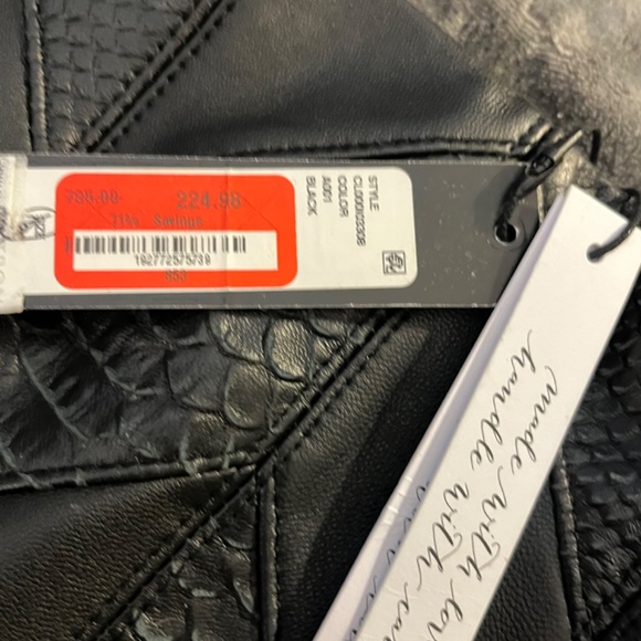 SOLID BLACK LEATHER MINI SKIRT - Picture 6 of 6